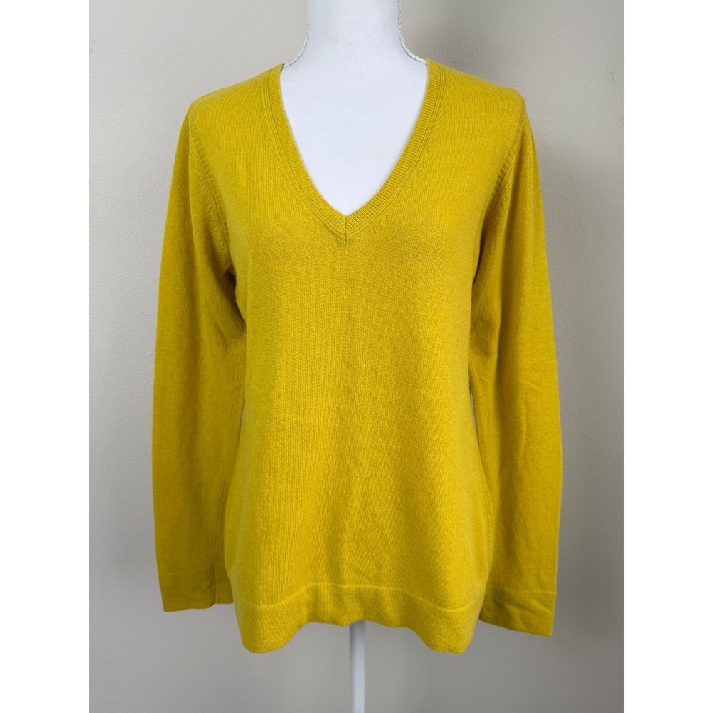 Banana Republic Filpucci Merino Wool Cashmere Sweater M Mustard Yellow V Neck